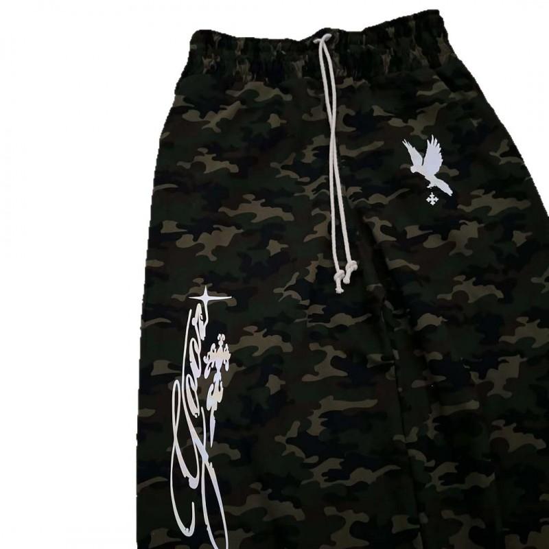 Camouflage Print Hooded Cardigan Sweatshirt Set Long Sleeve Loose Fit Streetwear Teens