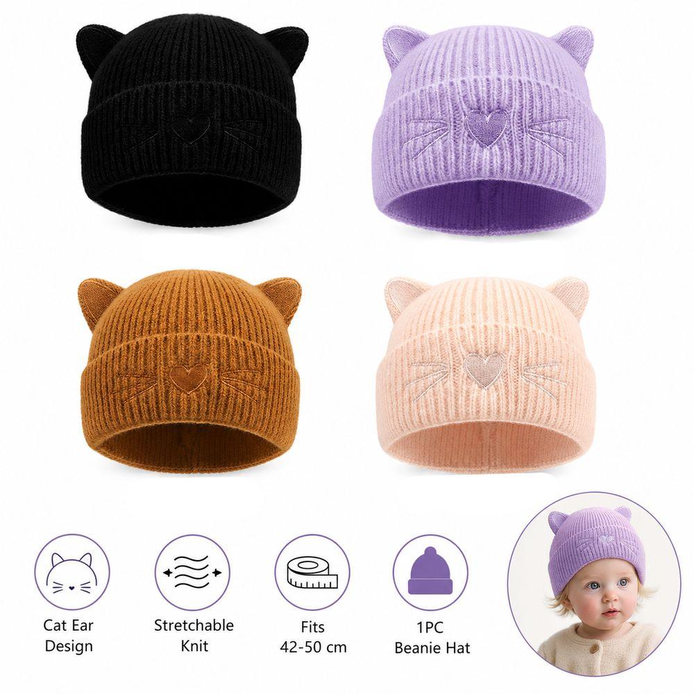 Soft Warm Winter Cap Cat Ear Embroidered Bonnet Casual Casual Knit Cap Autumn Winter