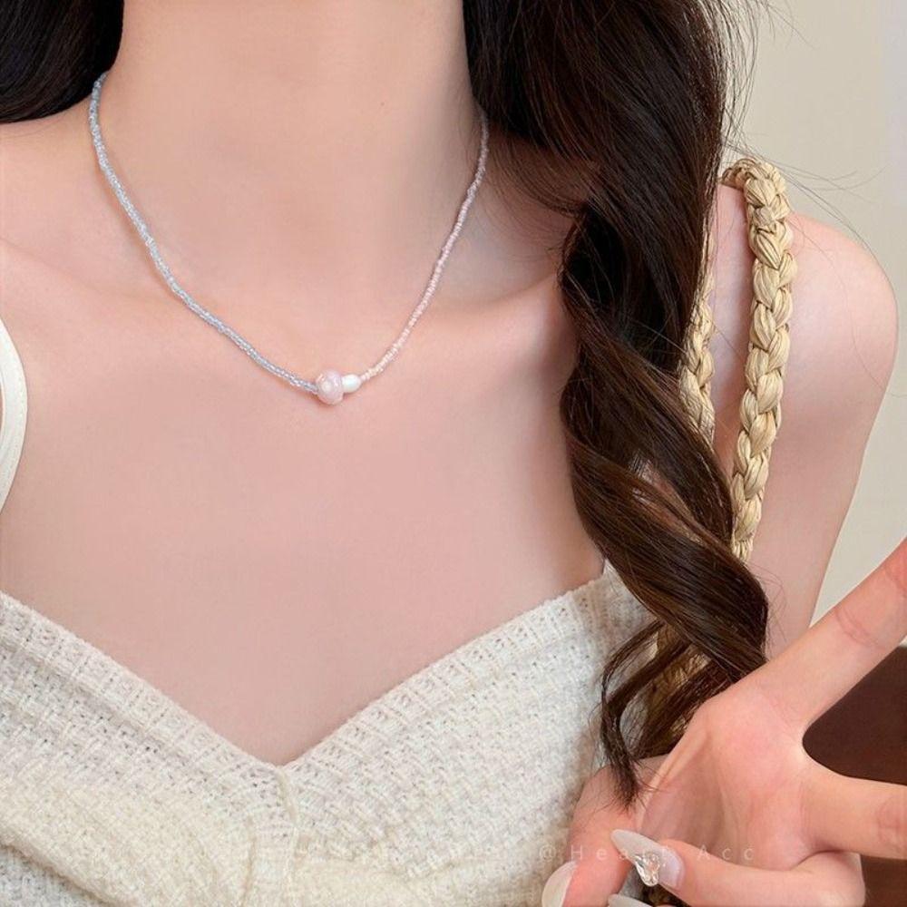 Glass Beads Mushroom Beads Choker Cartoon Design Y2K Aesthetic Accessories  Summer Season
