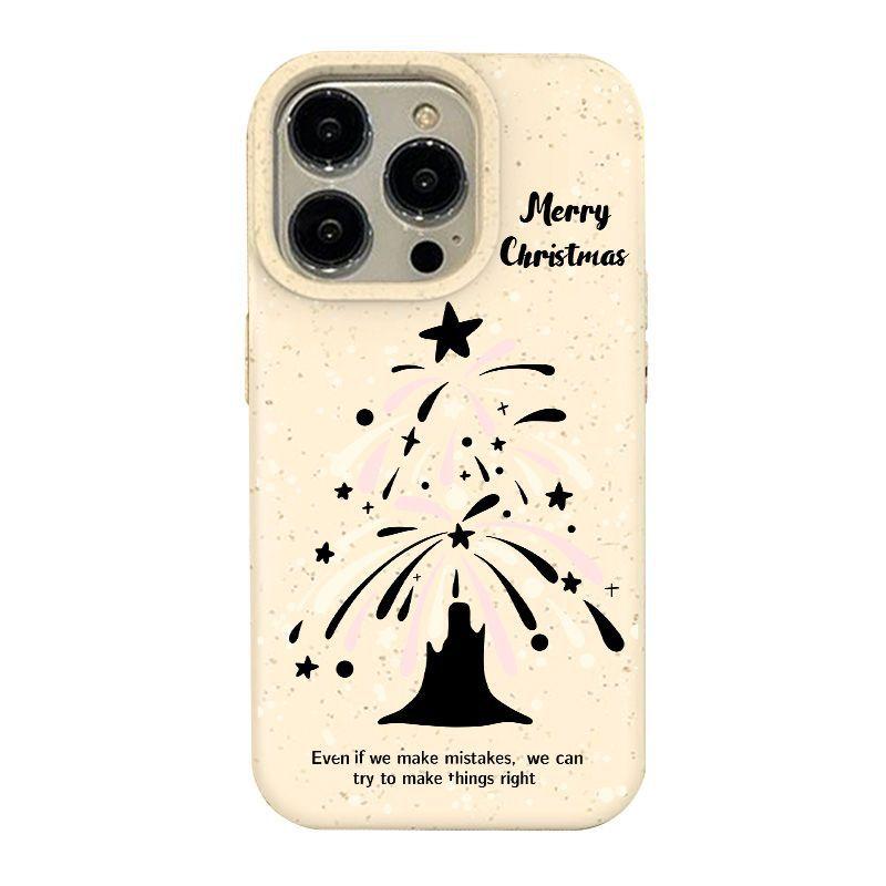 Marry Christmas Tree Cartoon Cute Cat Phone Case For iPhone 16 15 14 13 12 11 Pro Max X XR XS 7 8 15 Plus SE Christmas Pattern Shockproof Phone Cover