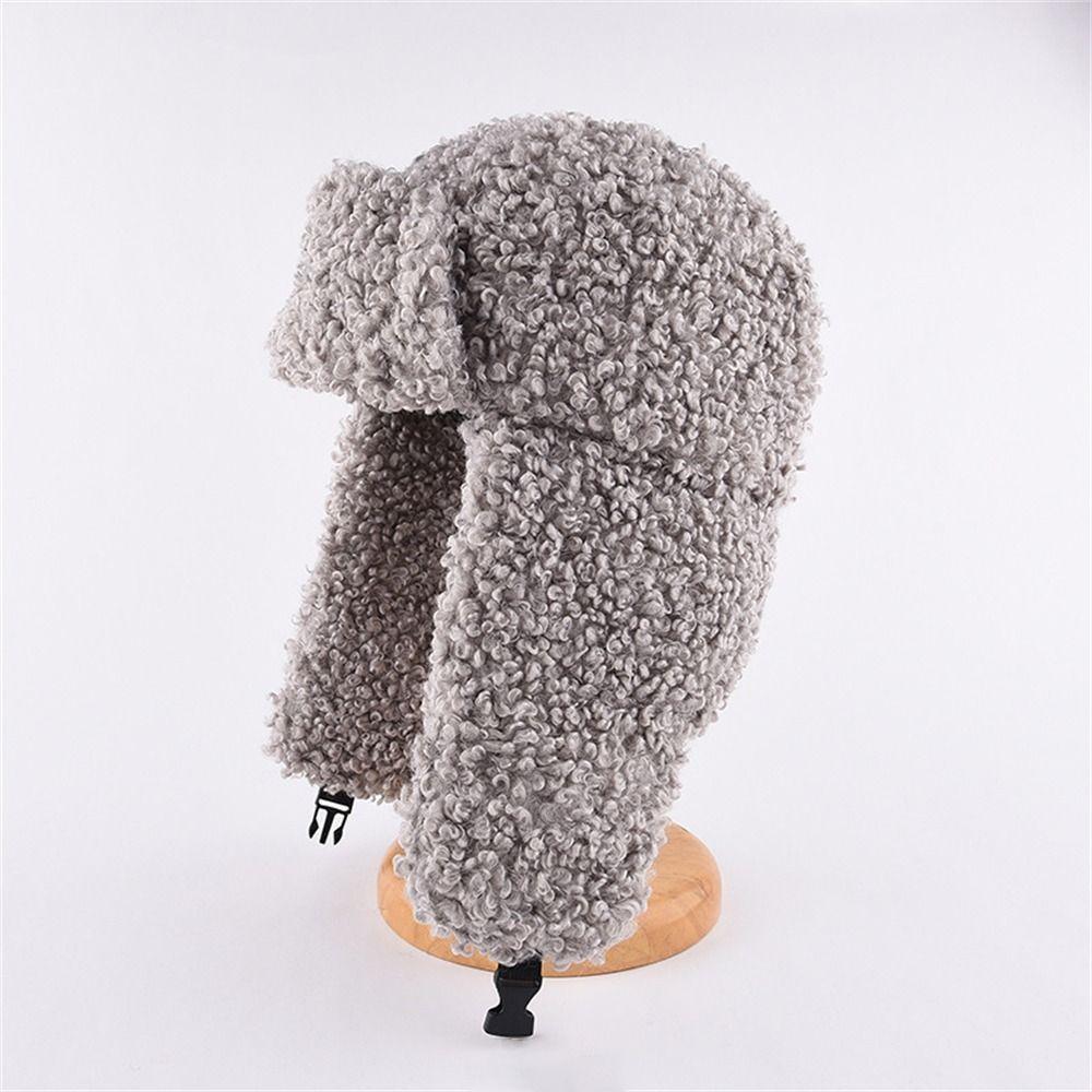 Thickened Plush Hat Winter Warm Ear Protection Cute Lei Feng Hat  for Outdoor Riding