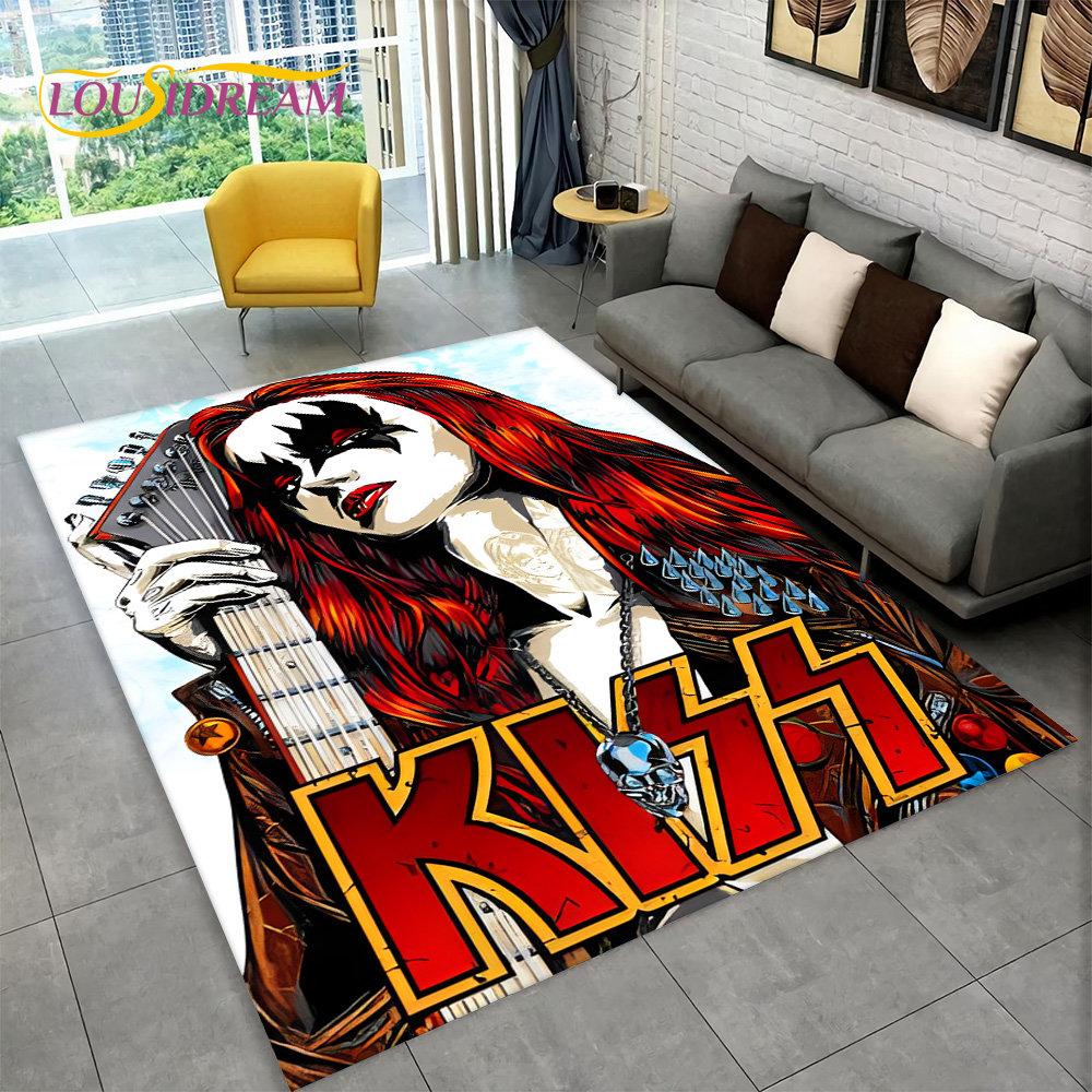 KISS Rock Band Retor Teppich, Teppich für Zuhause, Wohnzimmer, Schlafzimmer, Sofa, Fußmatte, Dekor, Küche, rutschfeste Bodenmatte Alfombra