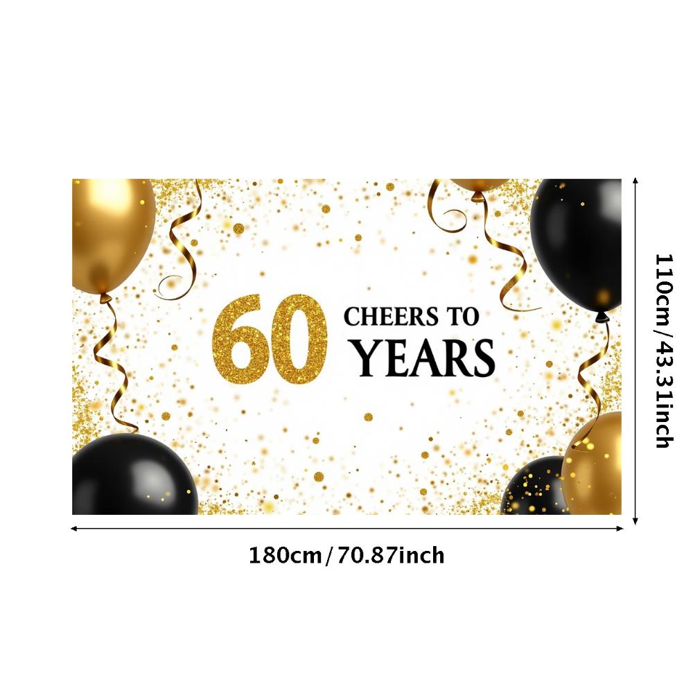 60th Anniversary Banner Cheers To 60 Years Backdrop Glitter Party Decoration Birthday Wedding Event Photography Background Props