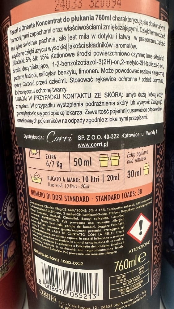 Ammorbidente concentrato 760 ml profumo argan arancia