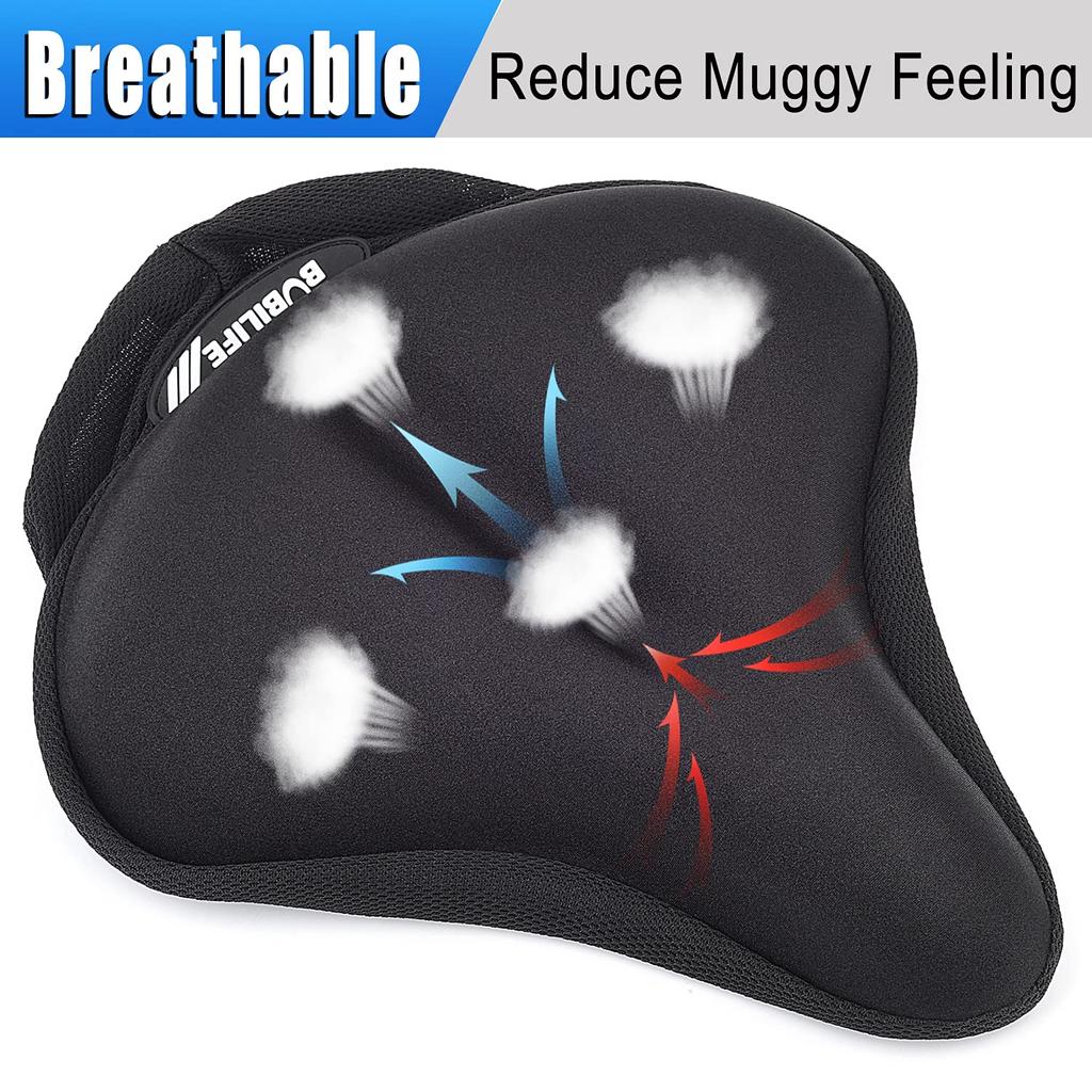 Thick Wide Gel Bike Seat Cushion with Rain Cover Large Surface Comfortable for Butt Memory Gel Foam Bike Saddle Seat Cushion Cover & - (L)