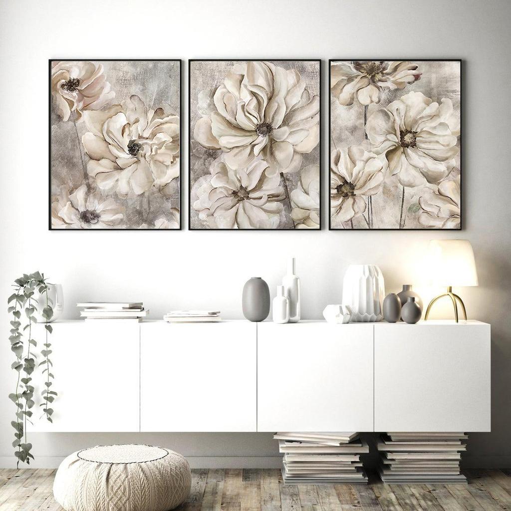 Still Life Poster Botanical Beige Flower Canvas Painting Nordic Wall Art Pictures for Living Room Cafe Home Decor