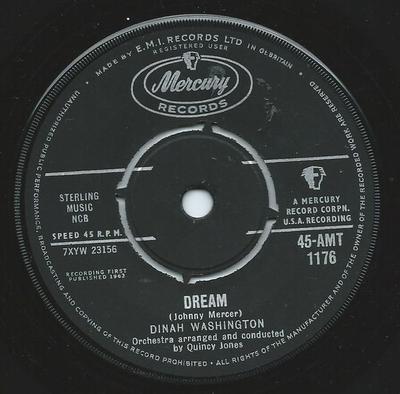 7-Zoll Schallplatte DINAH WASHINGTON - Dream 45AMT1176 Mercury 1962 UK Jazz Gebraucht