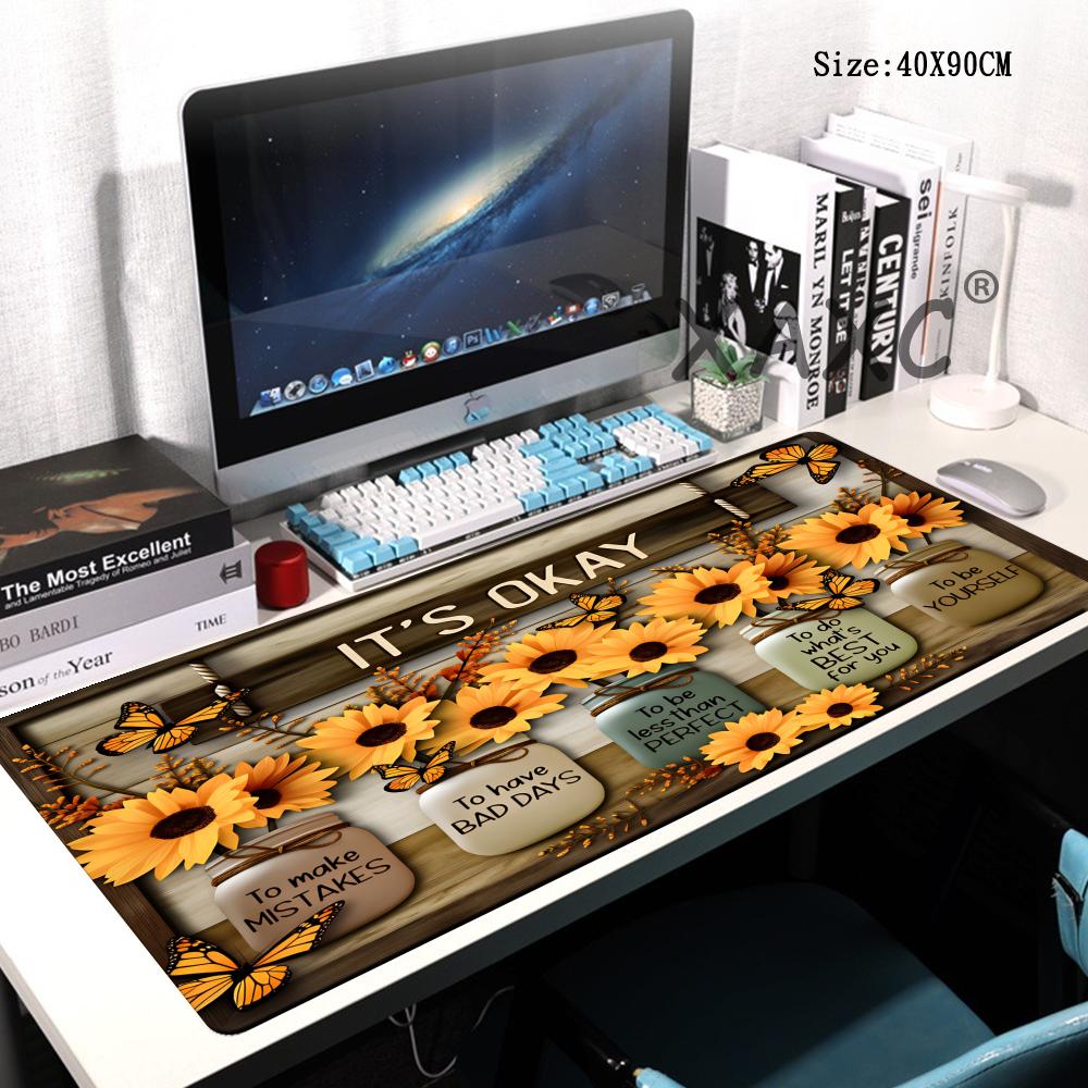 HYBXAXC Large Sunflower Gaming Mousepad Thickened AntiSlip Rubber DeskPad with Stitched Edges Washable  Laptop Keyboard Mats