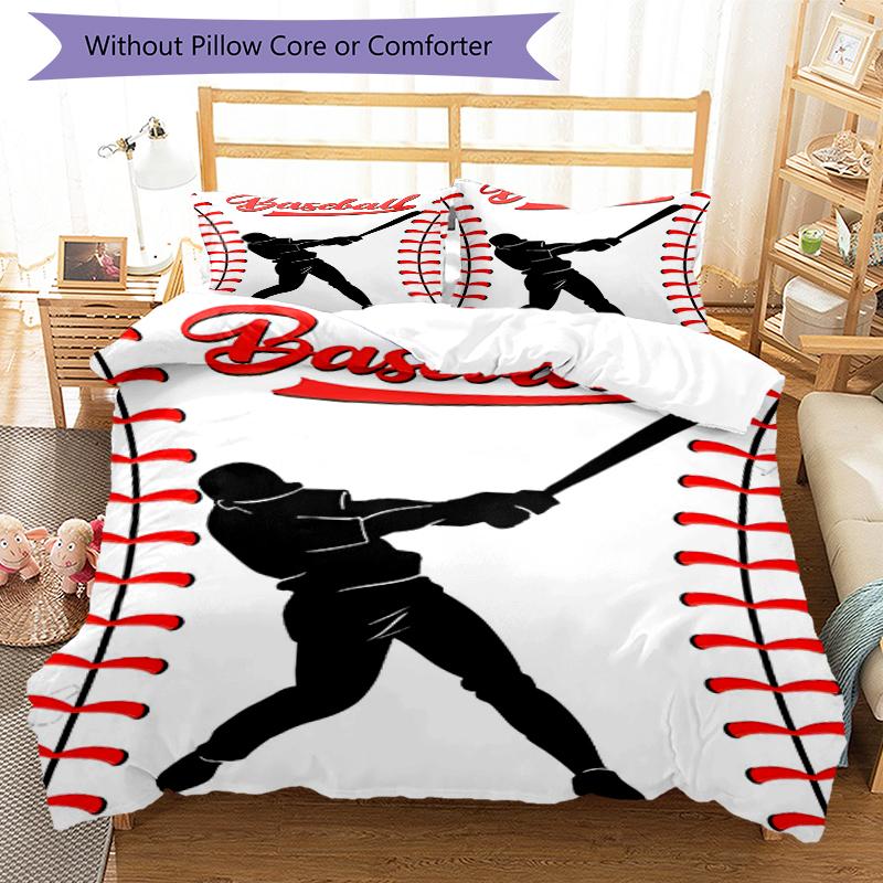 3pcs Baseball Bedding Set Duvet Cover Closure Includes 1 Duvet Cover & 2 Pillowcases, Soft and Comfortable for All Seasons.