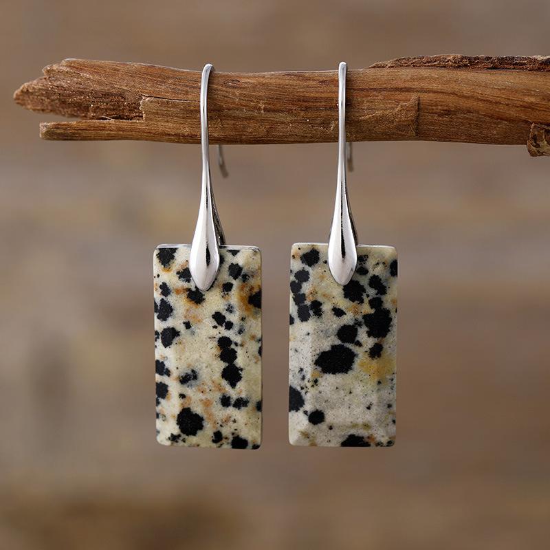 Luxury high quality new fashion light luxury rectangular tiger eye natural stone earrings earrings European and American popular jewelry