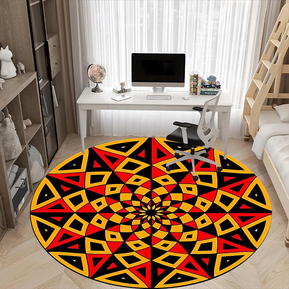 1pc mandala pattern Office Round Area Rug, Indoor Mat Suitable ForOffice, Under Office Chairs Bedroom Living Room Home Decor, Room Deco D043