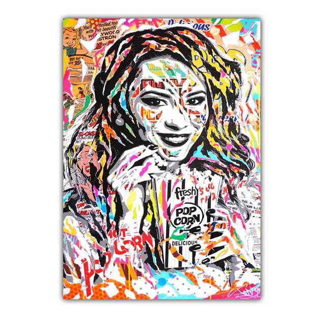 Nowy Graffiti art abstrakcyjna figura na płótnie malarstwo kultura uliczna wall art kobiety kolor plakat biuro salon home decoration mural bez ramki!