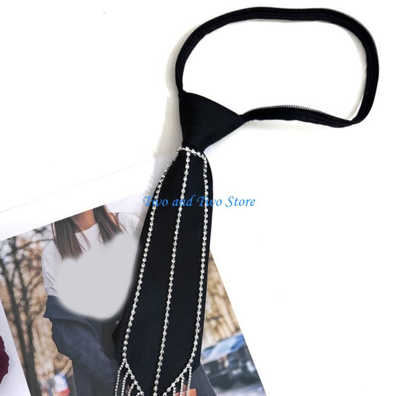 HX6F Uniform Tie For Janpanese JK Uniform Tie Rhinestones Tassels Seifuku Cosplay