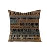 Retro Letter-printed Throw Pillow Covers Polyester Home Sofa Cushion Cover Home Living Room Bedroom Headboard Cushion 60x60cm