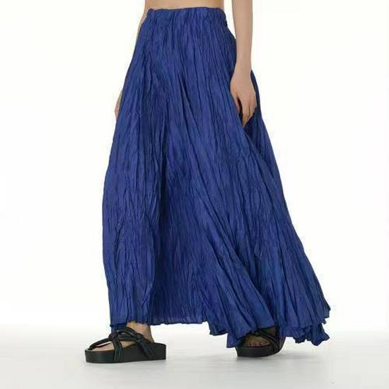2024 Trendy European-American Minimalist Pleated Swing Skirt for Women - Autumn/Winter Collection