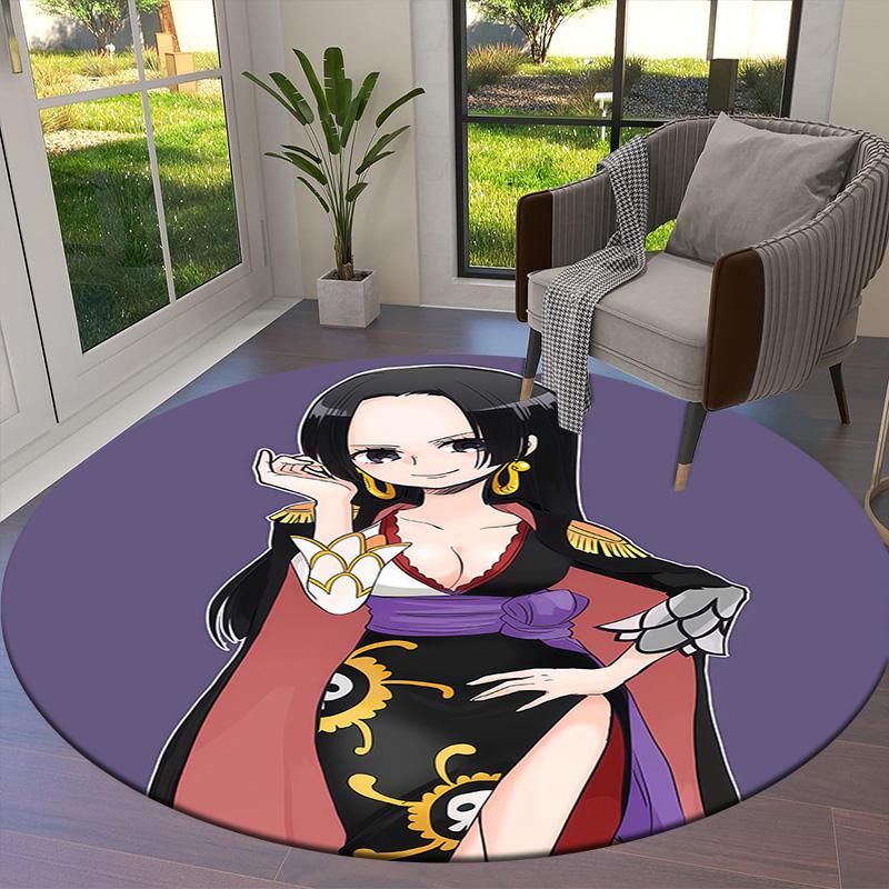 One Piece Boa Hancock Round Area Rug Carpet Rug For Living Room Bedroom Sofa Playroom Decor Nonslip Floor Mat