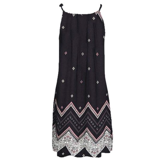 Damen Sommer Sexy Ärmellos Sonnenblume Wellenförmiges Sommerkleid Neckholder Party Strandkleid