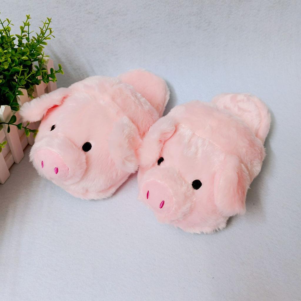 Fashion 2024 Ins Hot Cartoon Pig Cotton Shoes Girls Pink Slip On Fluffy Slipper Woman Creative Piggy Slides Loafers Shoes