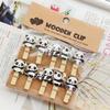 Cartoon Panda Bamboo Hanging Photo Wall Photo Frame Kindergarten Flower Shop Card Animal Small Wooden Clip