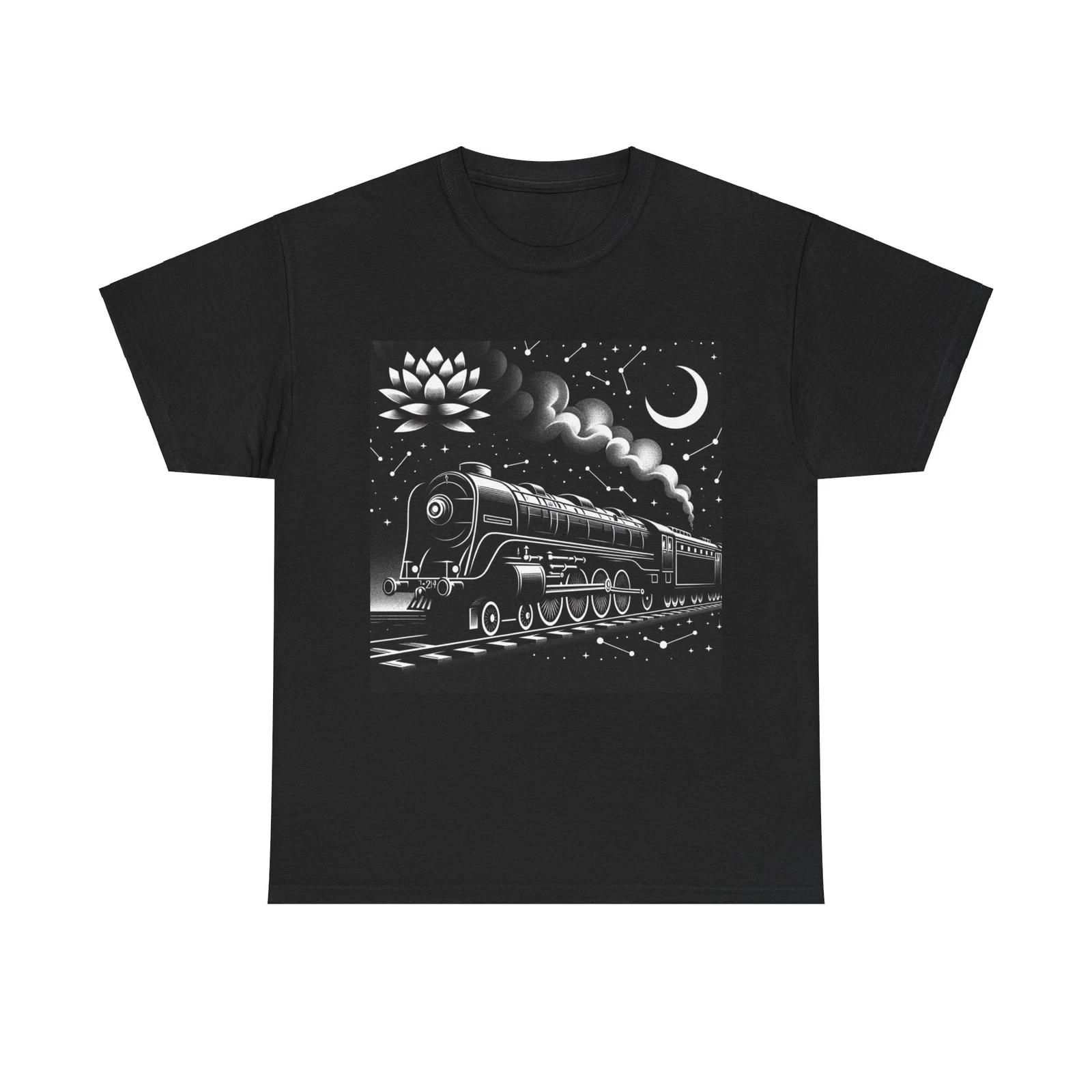 Unisex Adult Train T Shirt Starlit Orient Express Art Deco Illustration Retro L