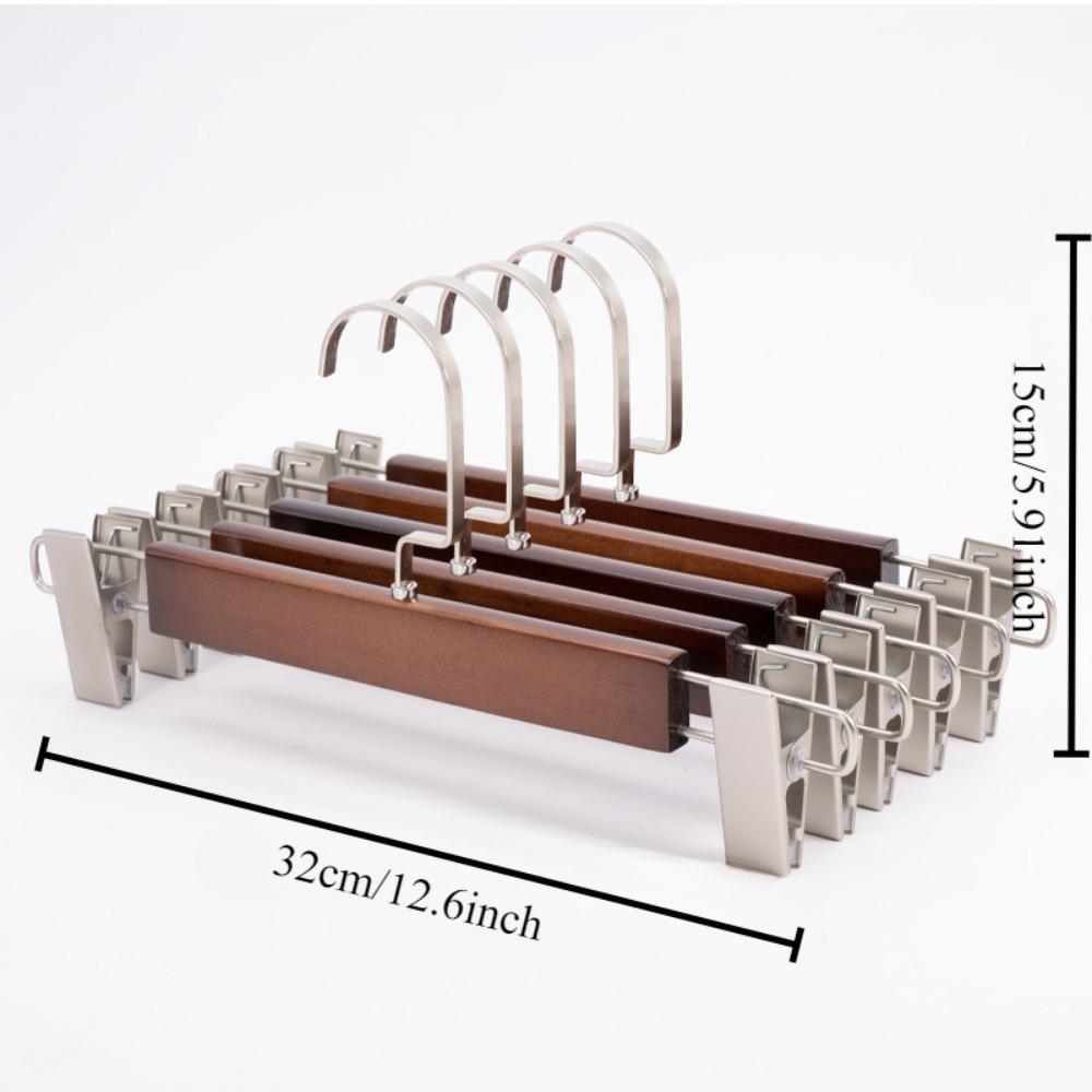 Nature  Solid Wood Deluxe Wooden Pants Hangers Bottom Hanger Jeans Hanger Skirt Hanger with 2-Adjustable Clips Anti-Rust Hook