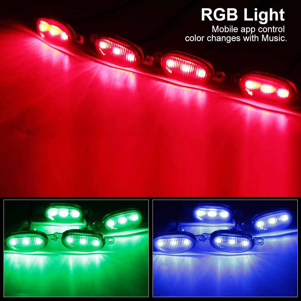 Car LED Front Grille Lights RGB Decorative Lights 4 In 1 Signal Lamp APP Adjustable 12V Universal Sound Control Auto Grille Lighting