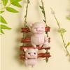 Cute Pig Statue Pendant Cartoon Miniatures Figurine Crafts Cat Climbing Vine Pendant  Outdoor