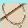 Trendy Silver Alloy Lock Pendant Necklace For Women Stylish Everyday Jewelry