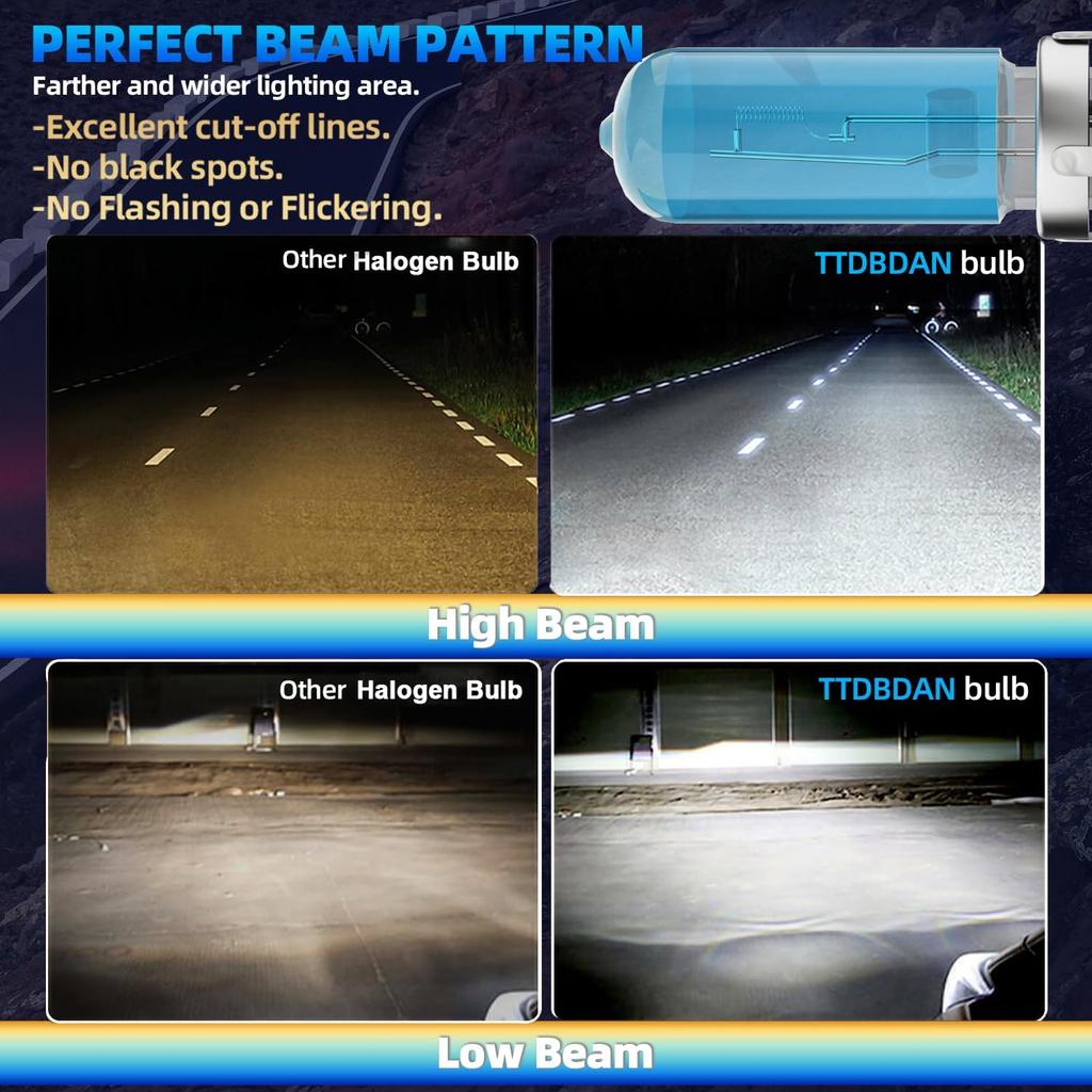 Headlights Fit for 2015-2020 Ford F150 Halogen Headlight Bulbs,9005/HB3/H10 High Beam & H11/H8/H9 Low Beam Headlight Bulbs,Plug And Play,Pack of 4