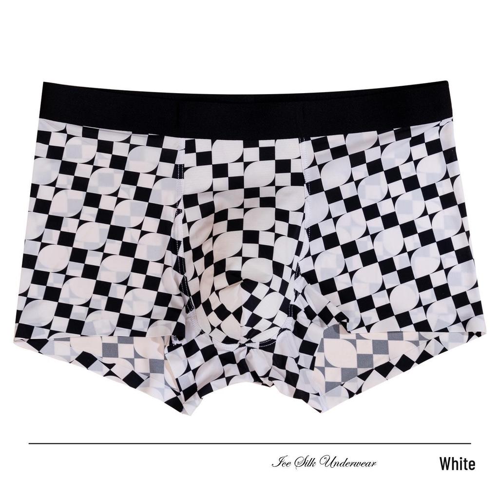 Trendige Herren-Seiden-Boxershorts - Glatte, bequeme Unterwäsche mit mittlerer Taille