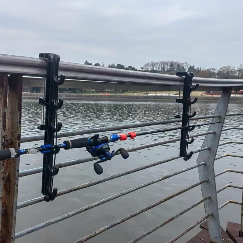 Fishing Rod Holder Storage Rack For Boats And Truck Railings Stores With 6 Rod Capacity Light Weight And Compacts Design