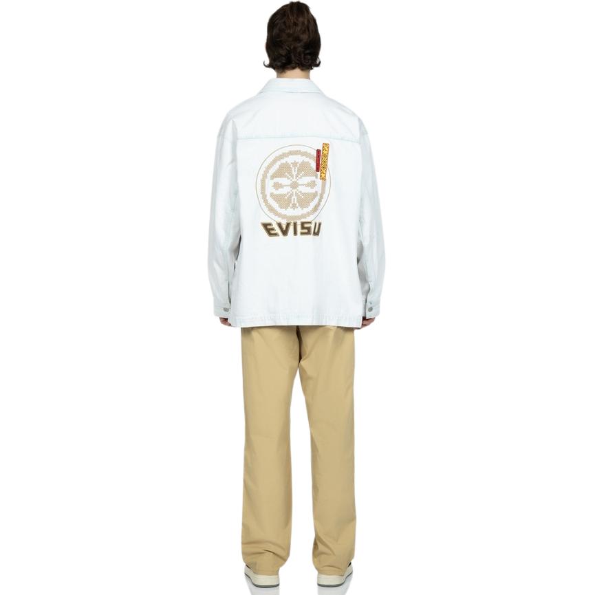 Evisu Letter Pattern Logo Print Single-Breasted Long Sleeve Shirt Unisex shirts 2ESHTM3SJ718XXDN