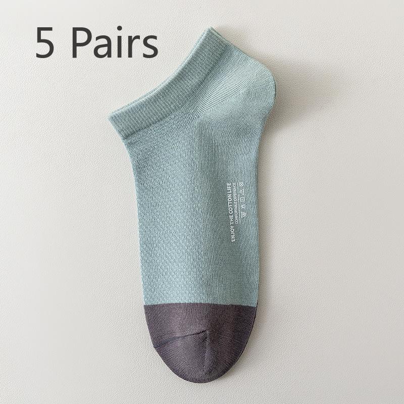 

5 Pairs of Men s Pure Cotton Sport 7A Antibacterial Mesh Breathable Deodorant Sweat-absorbing Short Tube Boat Socks 5 Pairs зелёный