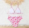 Girls Two Piece Swimsuit Halter Top and Bikini Bottoms Floral Print Lightweight Quick Dry Fabric Comfortable Fit