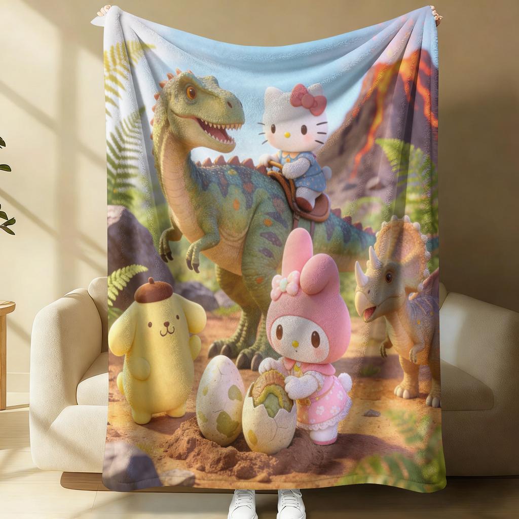 Sanrio Steampunk Plush Flannel Blanket Lightweight Throw Cartoon Cute Air Conditioning Bed Sofa Cover Nap Office Shawl Girl Gift