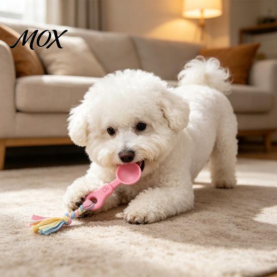 Exercise Pet Toy for Dogs Dog Molar Chewing with Rope, TPR Spoon Head Durable Woven Fetch And Pull Knot Training Toy, Macaron Colors Teeth Cleaning