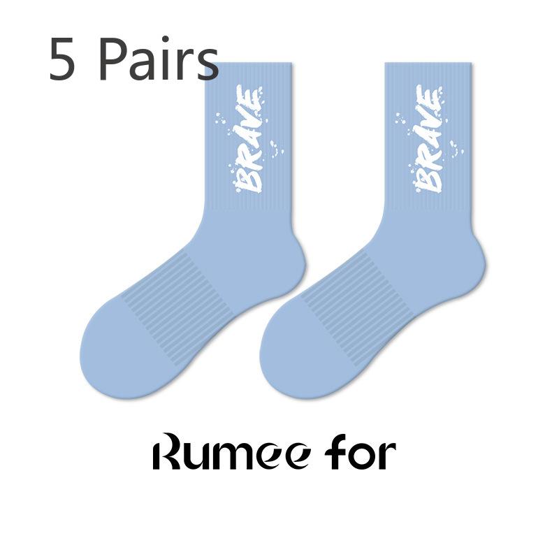 

5 пар мужских весенне-осенних баскетбольных носков, впитывающих пот, дезодорирующих, нескользящих 5 Pairs синий