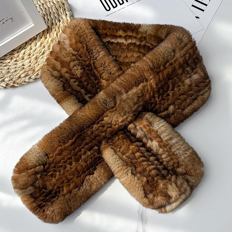 Otter Rabbit Scarf Women's Temperament Versatile Cute Neck Pad Thickened Warm Scarf Reversible Real Wool Woven Fur Collar