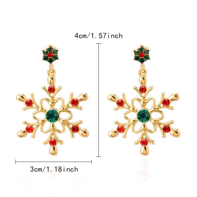Shiny Snowflake Stud Earrings  Zircon Pearl Dangle Piercing Drop Earrings Long Tassel Earring Christmas Gifts