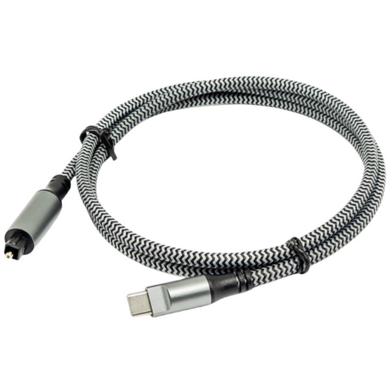 Braided USB C To Optical Audio Cable 3Ft USB C To Toslink Optical Cable with Gold-Plated Connector for TV/Soundbar,Sony PS5