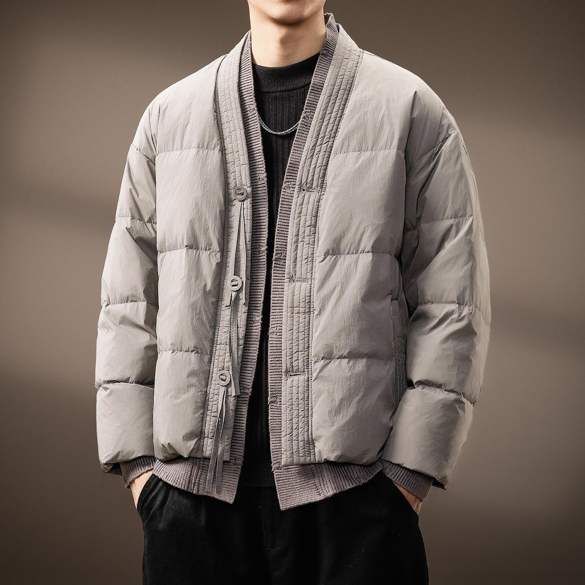 

Chinese Style Men s Winter Duck Down Jacket - Patchwork, Two-Piece Design, Warm and Cleanfit XL (150-170 jin) світло-бежевого кольору