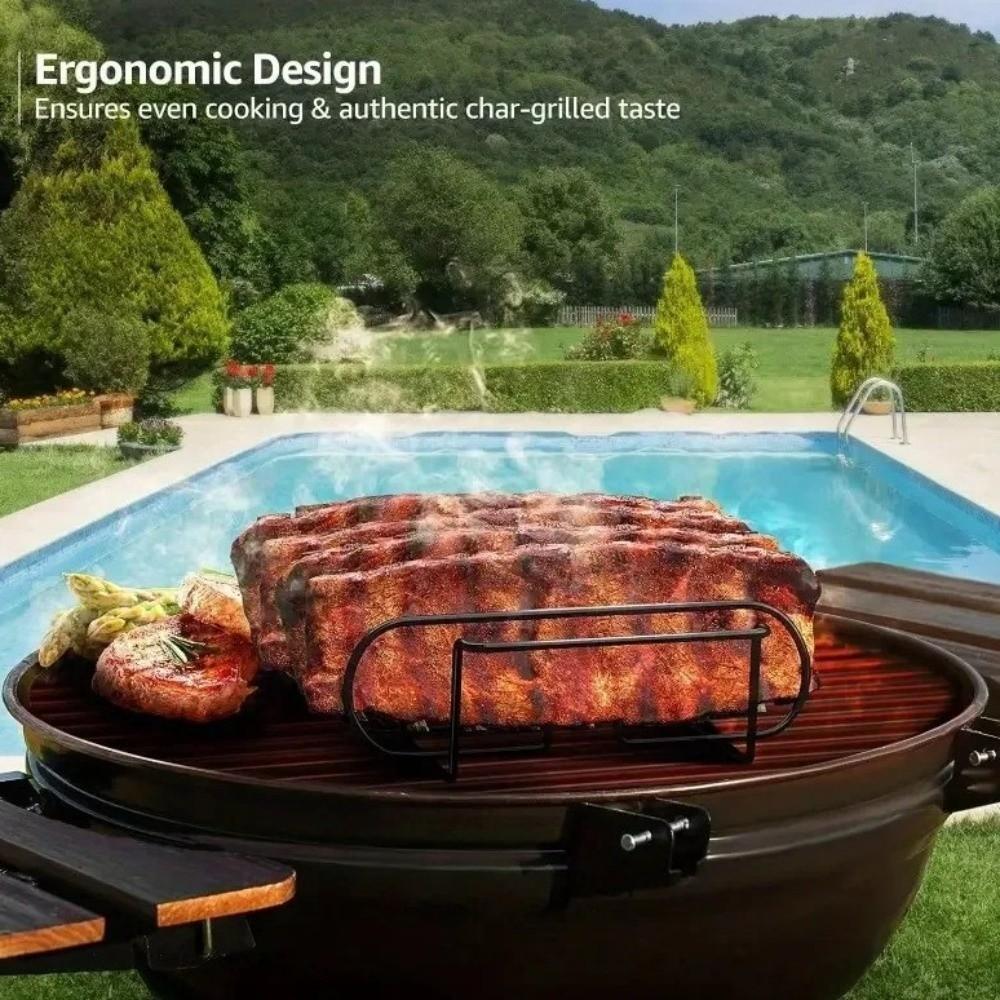 Non-Stick BBQ Rib Racks Carbon Steel Grilling Stand Multi-Purpose Ribs Grill Restaurant