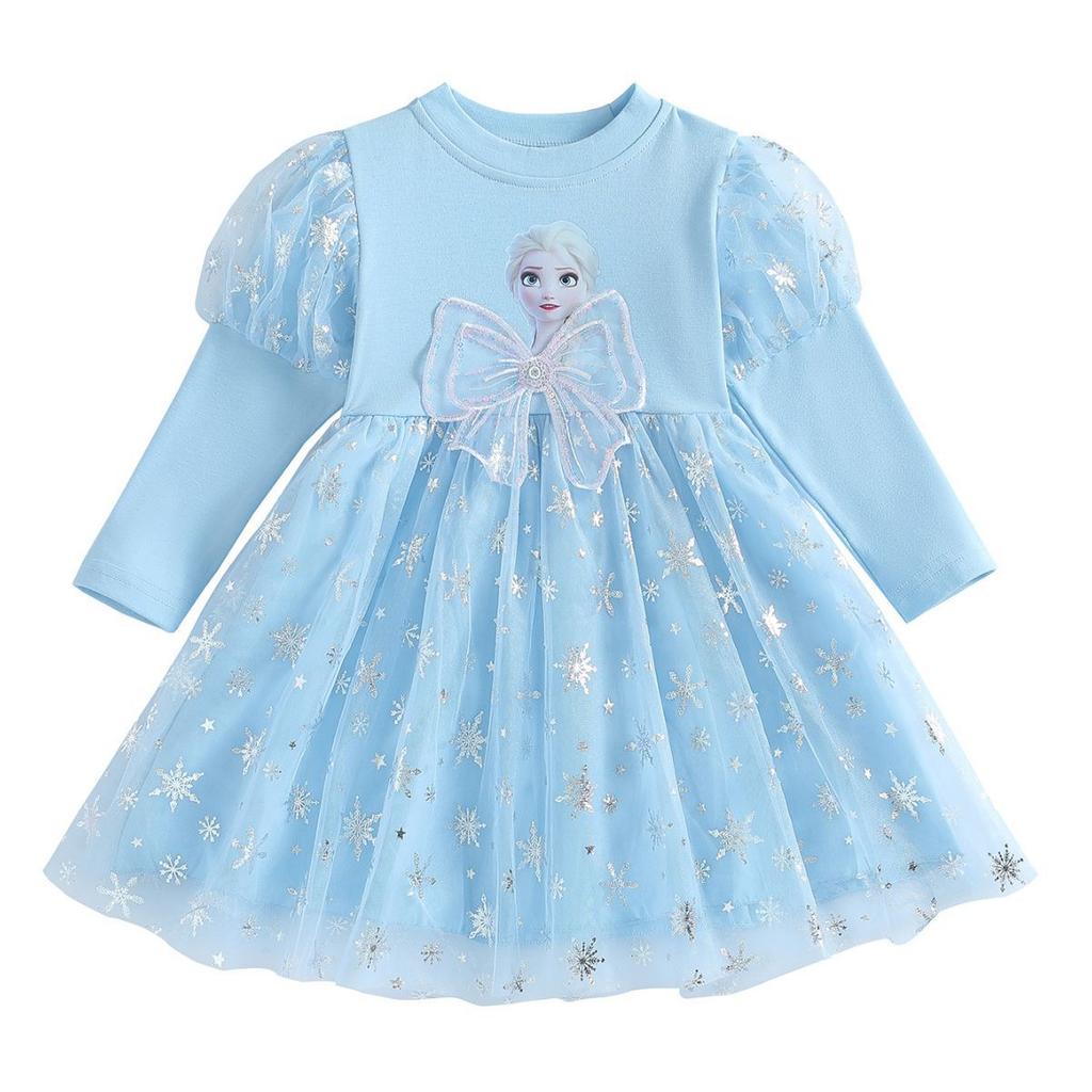 Girls' Dress Autumn Frozen Elsa Princess Dress Long Sleeve Puffy Tulle Dress