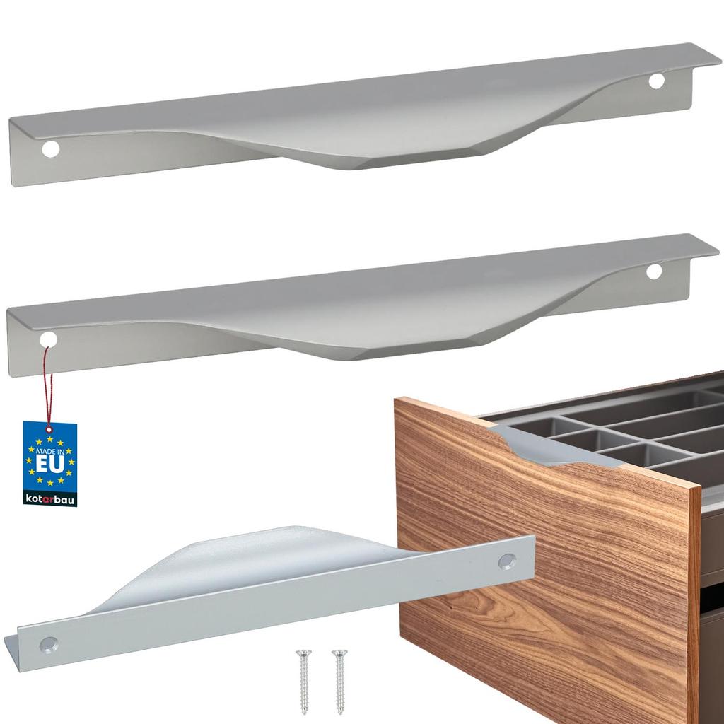 Kotarbau® Modern Aluminum Silver Edge Furniture Handle 160/180 Mm Set Of 2
