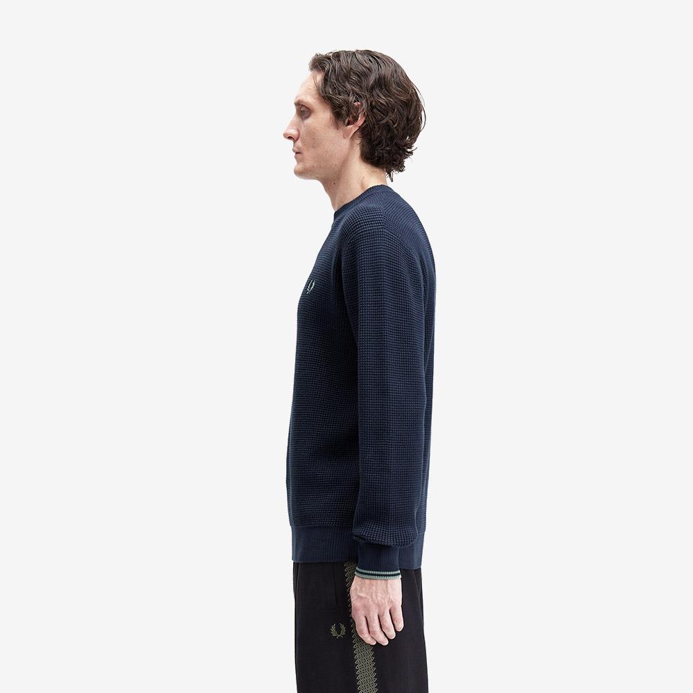 Fred Perry [Sharp] Waffle Stitch Knit - Dark Air Force Afpm2536507-738
