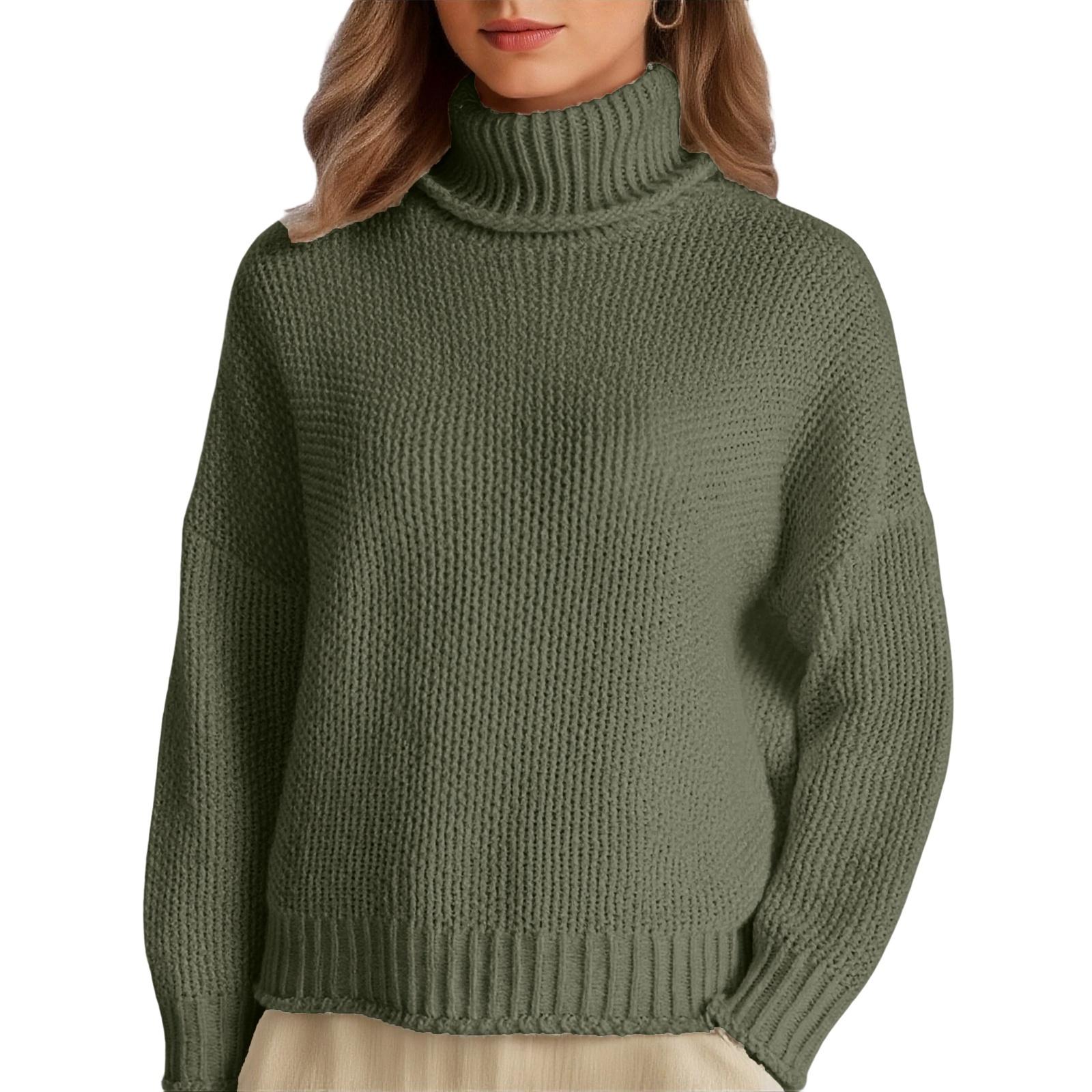 Женский вязаный свитер с высоким воротником, цветной, теплый, базовый слой L