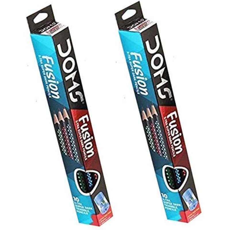 Doms Fusion Xtra Super Dark Pencil School Stationary Rubber Tipped Graphite For Kids, Boys & Girls Pack Of 30