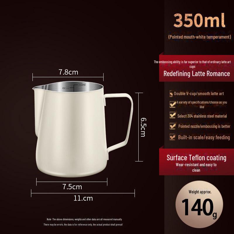 304 Stainless Steel Milk Frothing Pitcher with Spout - Thickened for Professional Latte Art