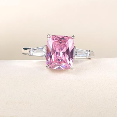 Anelli di zirconi rosa quadrati unici Accessori di moda per ragazze per la festa Regalo di compleanno di lusso Anello da donna Nuovi gioielli