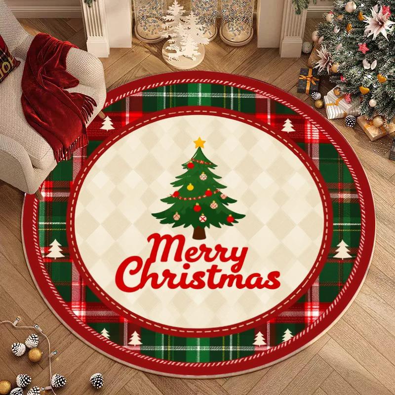 

Современный круглый ковер из хрустального бархата с рождественской елкой, простой ковер для прихожей, износостойкий, домашний декор 100x100cm